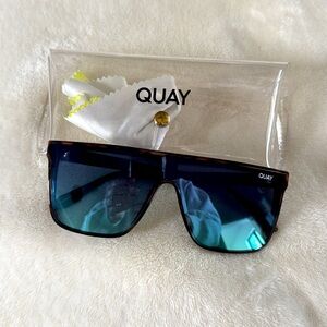 Women’s Quay Australia Nightfall 1212 Tortoise Shield Sunglasses Blue Lens